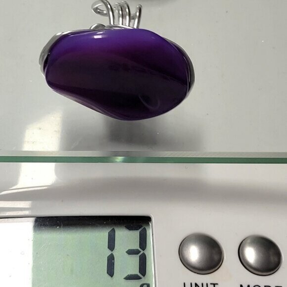 Purple Agate Oval Ring Adjustable Band Handmade Semi Precious Ring - Picture 10 of 10